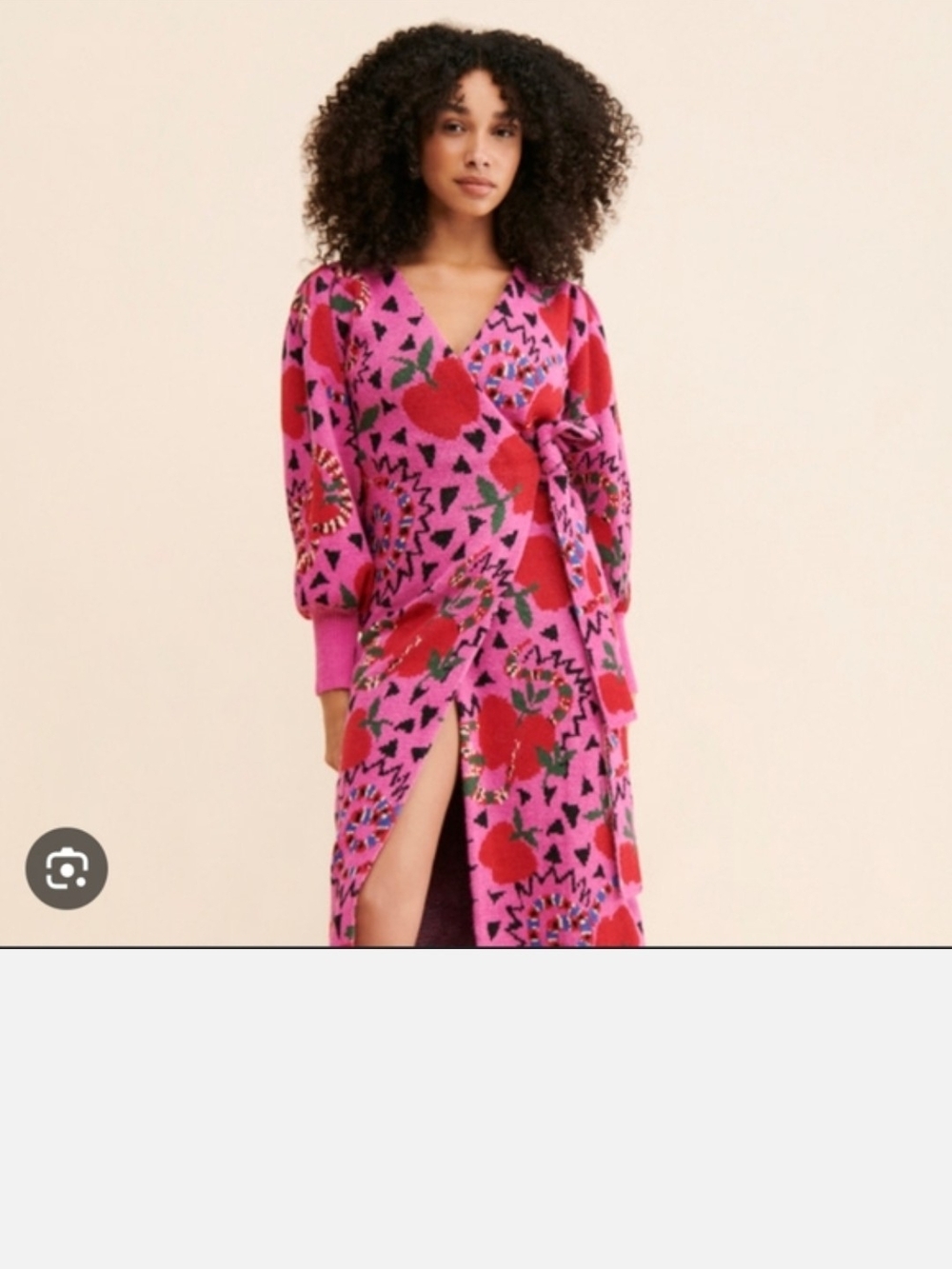 Farm Rio Pink Apple Snake Print Knit Wrap Dress, M - Picture 2 of 5